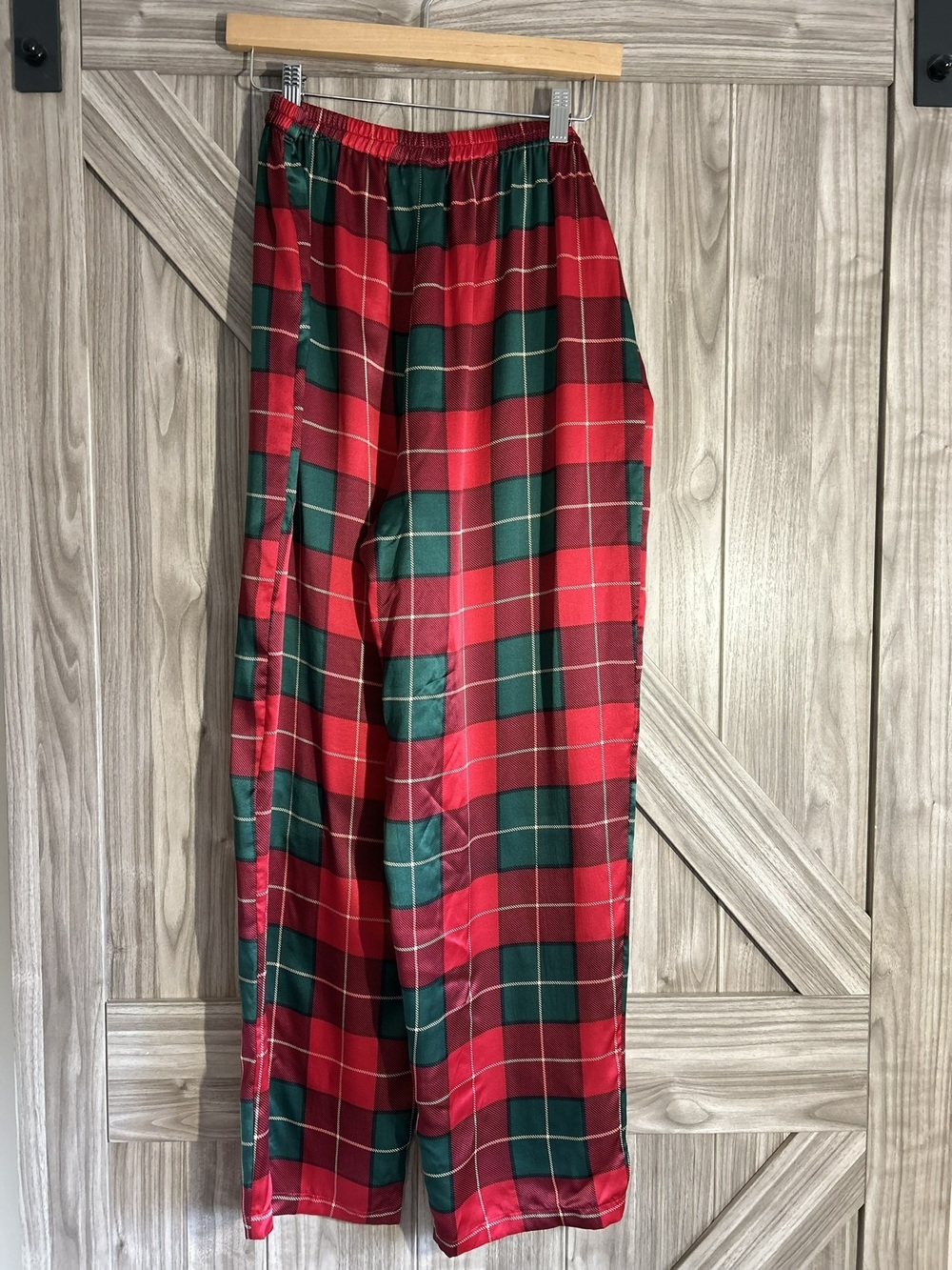 La Senza 100% Silk Plaid Pajama Pants Holiday Tartan Christmas Silk PJ Bottoms M
